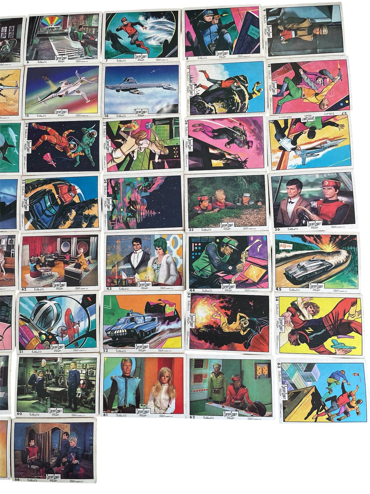 Vintage Gerry Andersons 1967 Anglo Confectionary Captain Scarlet And The Mysterons Bubble Gum Cards Complete Set Of 66 Cards - Very Good Condition Very Rare Complete Set