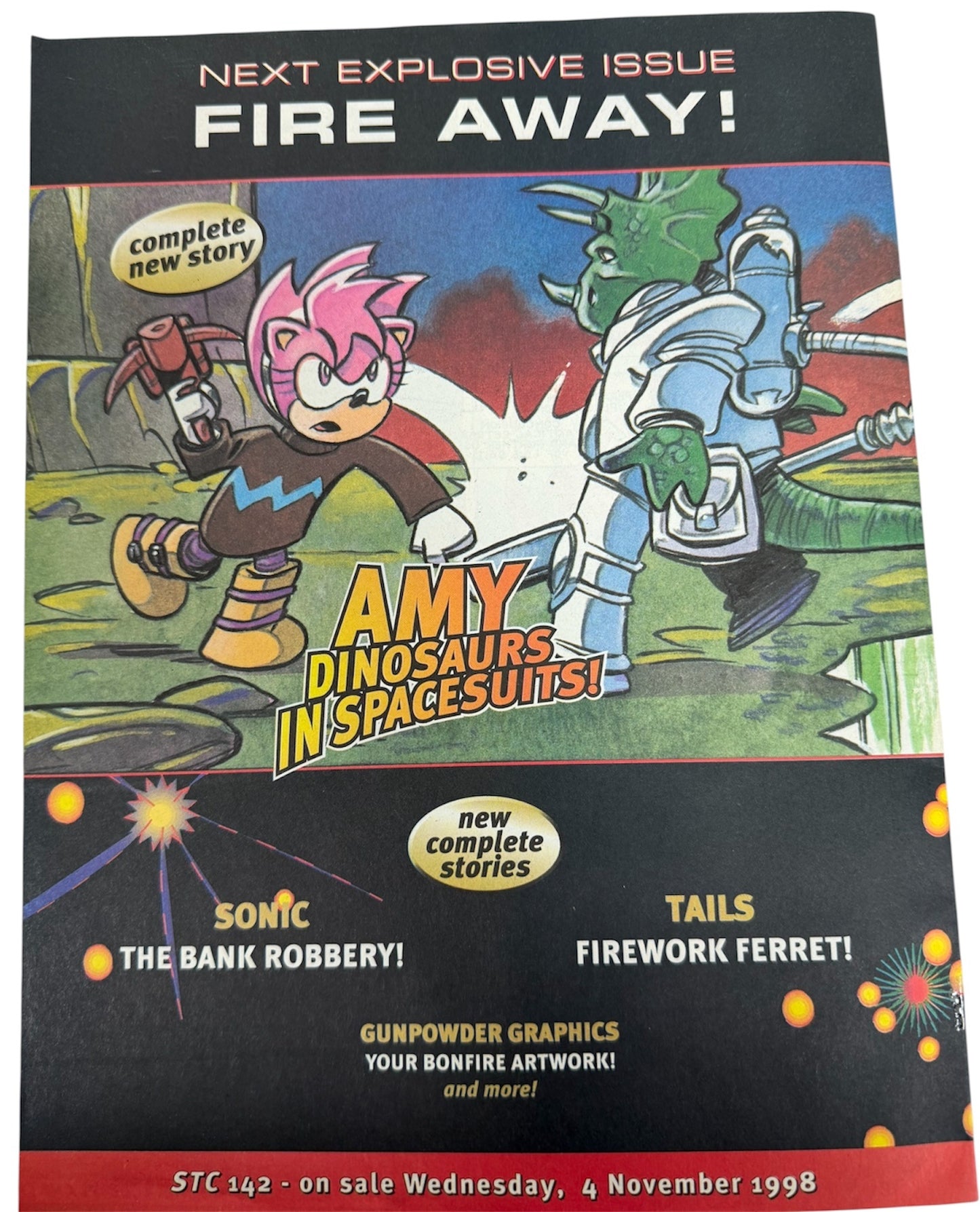Vintage Egmont Fleetway Comics 1998 Somic The Comic Issue No. 141 NoV 1998 With Free Sonic Maze Gift- Unsold Shop Stock (8.5 Grade)