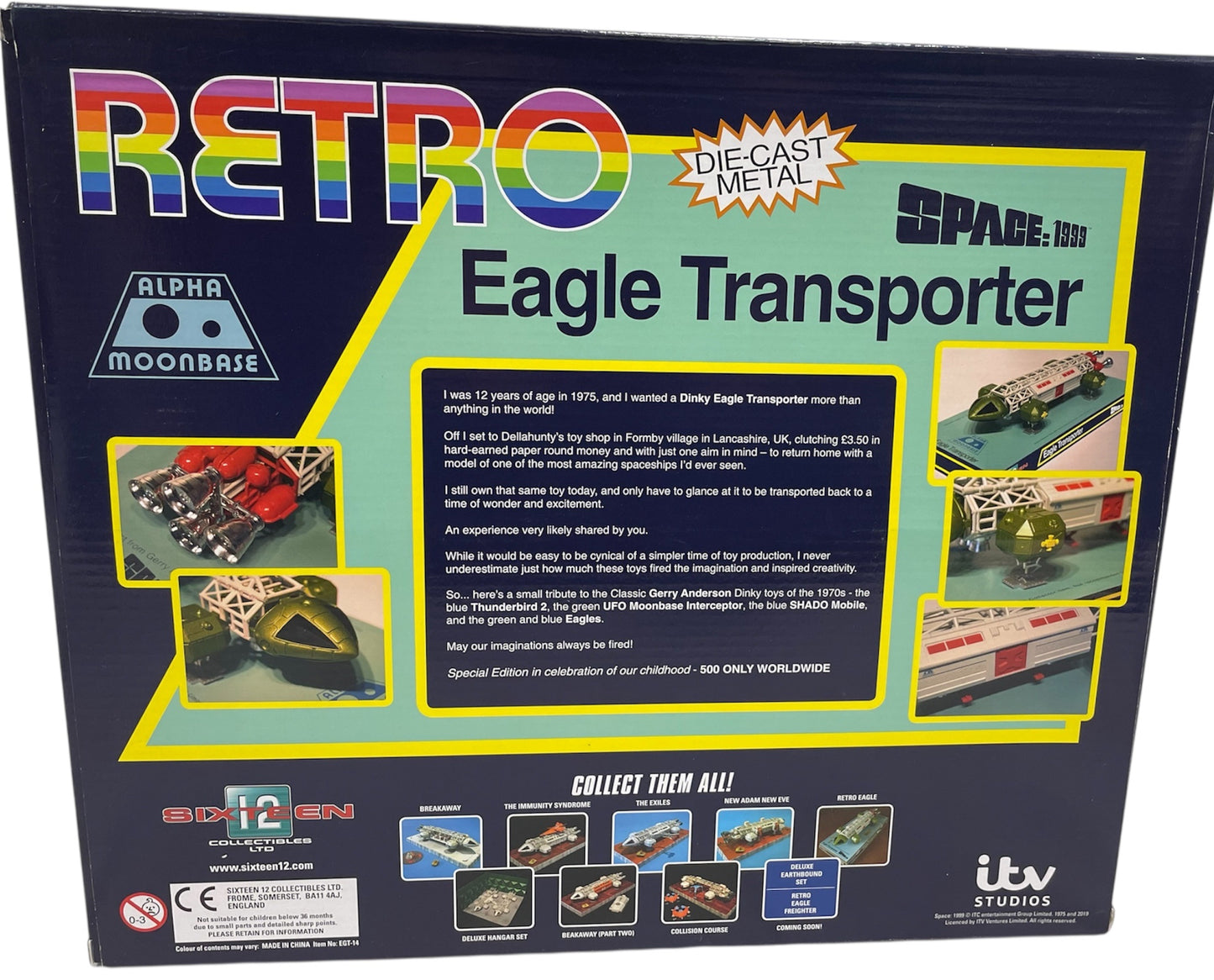 2019 Sixteen 12 Gerry Andersons Space 1999 - Limited Edition Retro Die-Cast Metal Green 12" Eagle Transporter - Brand New Ex Shop Stock