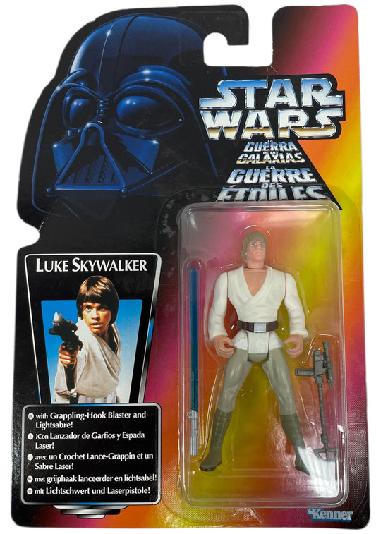Vintage 1995 Star Wars The Power Of The Force Red Card Luke Skywalker With Grappling Hook Action Figure - Brand New Factory Sealed Shop Stock Room Find