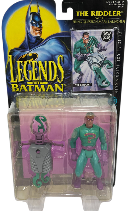 Vintage Kenner 1995 Legends Of Batman The Riddler Highly Detailed Action Figure With Real Firing Question Mark Launcher - Brand New Factory Sealed Shop Stock Room Find