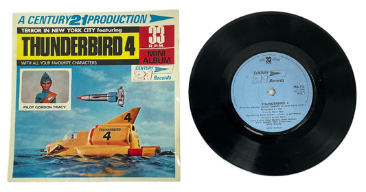 Vintage 1966 Gerry Andersons Thunderbirds A Century 21 Production - Terror In New York Featuring Thunderbird 4 With Pilot Gordon Tracy - 33RPM Mini Album - 21 Minutes Of Adventure Vinyl Record