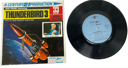 Vintage 1966 Gerry Andersons A Century 21 Production - Sun Probe Featuring Thunderbird 3 With Pilot Alan Tracy - 33RPM Mini Album - 21 Minutes Of Adventure Vinyl Record
