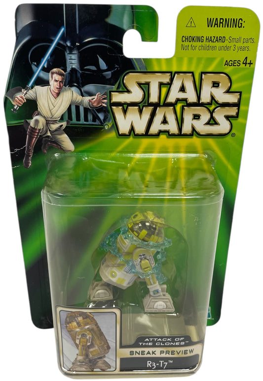 Vintage 2002 Star Wars Attack Of The Clones Sneak Preview R3-T7 With Lightning Effect Variant Action Figure - Factory Sealed Shop Stock Room Find