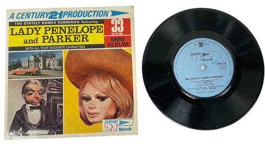 Vintage 1966 Gerry Andersons A Century 21 Production - Thunderbirds - The Stately Homes Robberies Featuring Lady Penelope And Parker - 33RPM Mini Album - 21 Minutes Of Adventure Vinyl Record