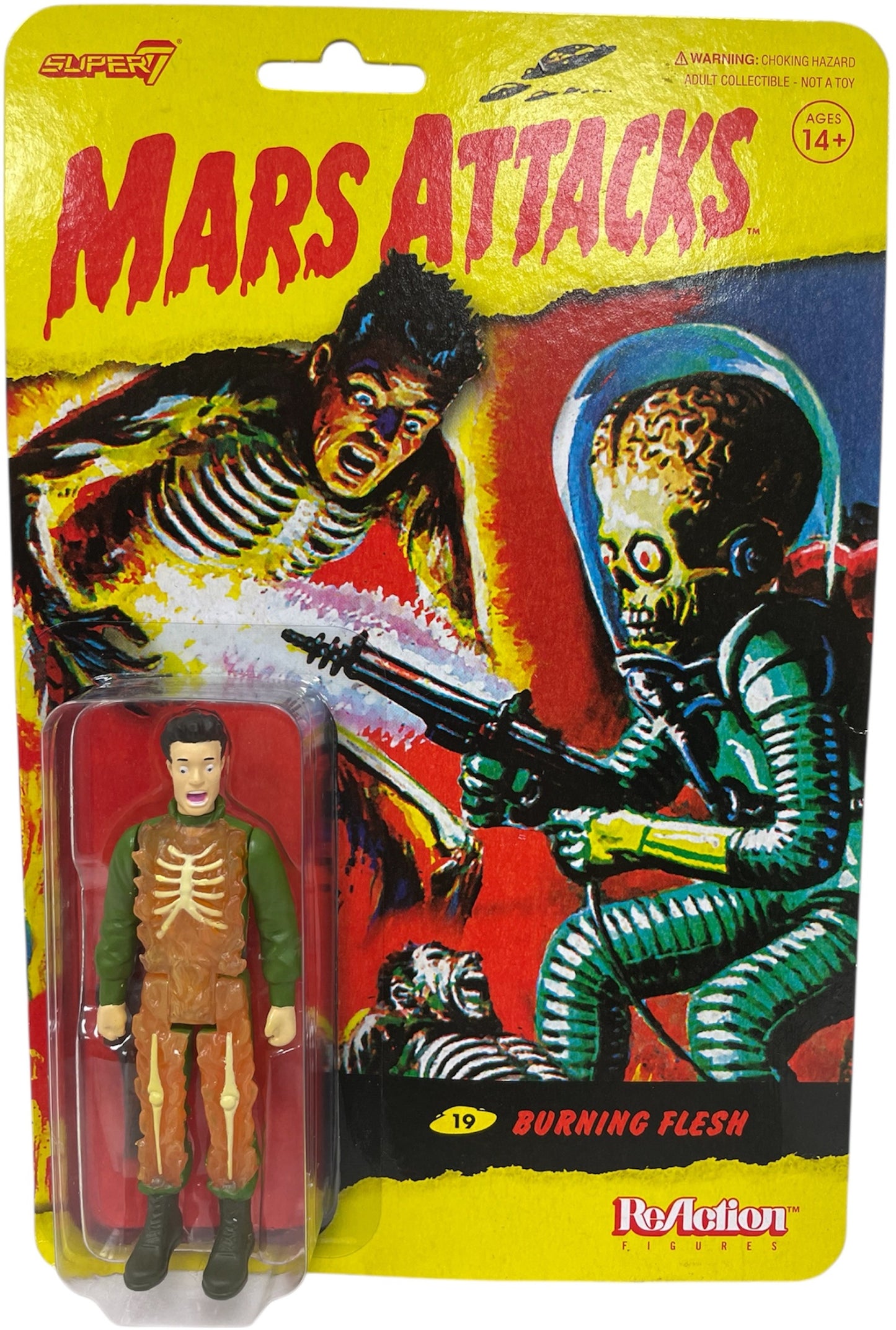 Super7 Funko 2018 Mars Attacks - 19) Burning Flesh 3 3/4" ReAction Action Figure - Brand New Factory Sealed Shop Stock Room Find
