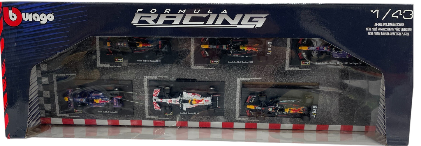 2024 Burago Formula Racing - Set Of 6 1:43 Red Bull Racing F1 Formula 1 Scale DieCast Metal Model Vehicles - Brand New Factory Sealed