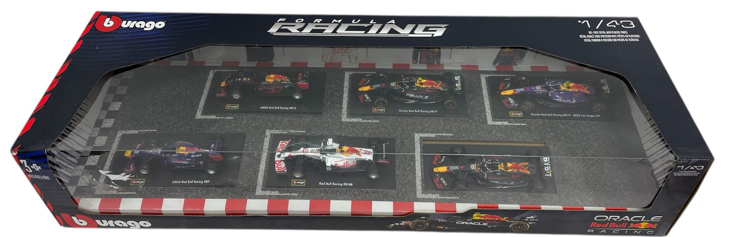 2024 Burago Formula Racing - Set Of 6 1:43 Red Bull Racing F1 Formula 1 Scale DieCast Metal Model Vehicles - Brand New Factory Sealed