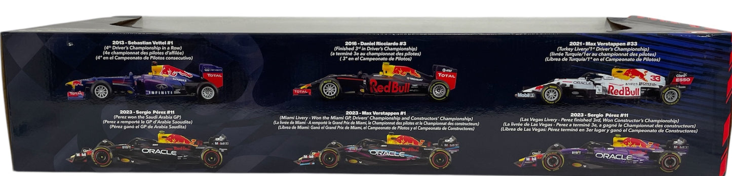2024 Burago Formula Racing - Set Of 6 1:43 Red Bull Racing F1 Formula 1 Scale DieCast Metal Model Vehicles - Brand New Factory Sealed