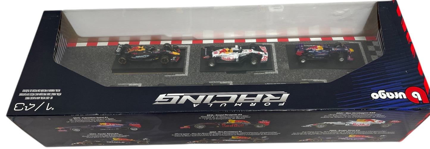 2024 Burago Formula Racing - Set Of 6 1:43 Red Bull Racing F1 Formula 1 Scale DieCast Metal Model Vehicles - Brand New Factory Sealed