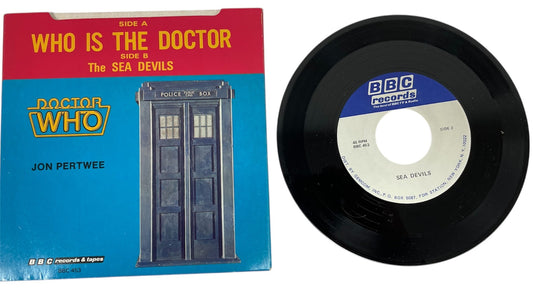 Vintage 1972 Dr Who AKA Jon Pertwee A.Side Who Is The Doctor, B.Side The Sea Devils, BBC Label Vinyl Record - Shop Stock Room Find