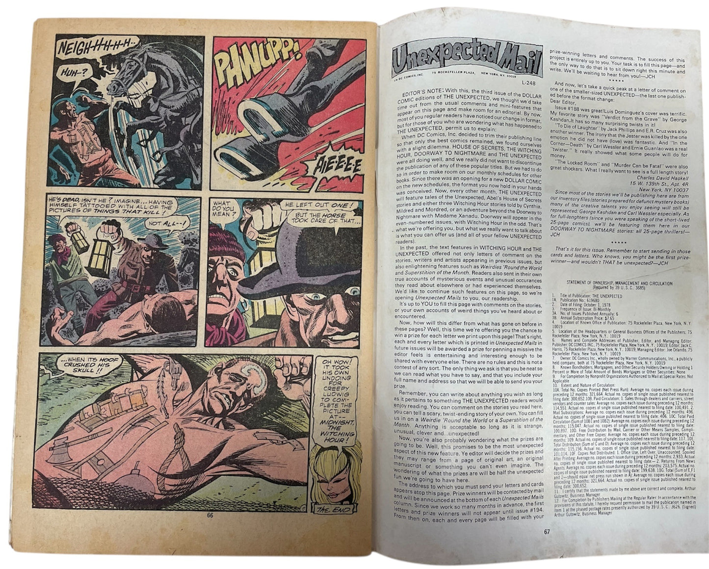 Vintage DC Comics 1979 The Unexpected - 3 Chilling Comics In 1 - The Witching Hour - House Of Secrets - Very Good Condition