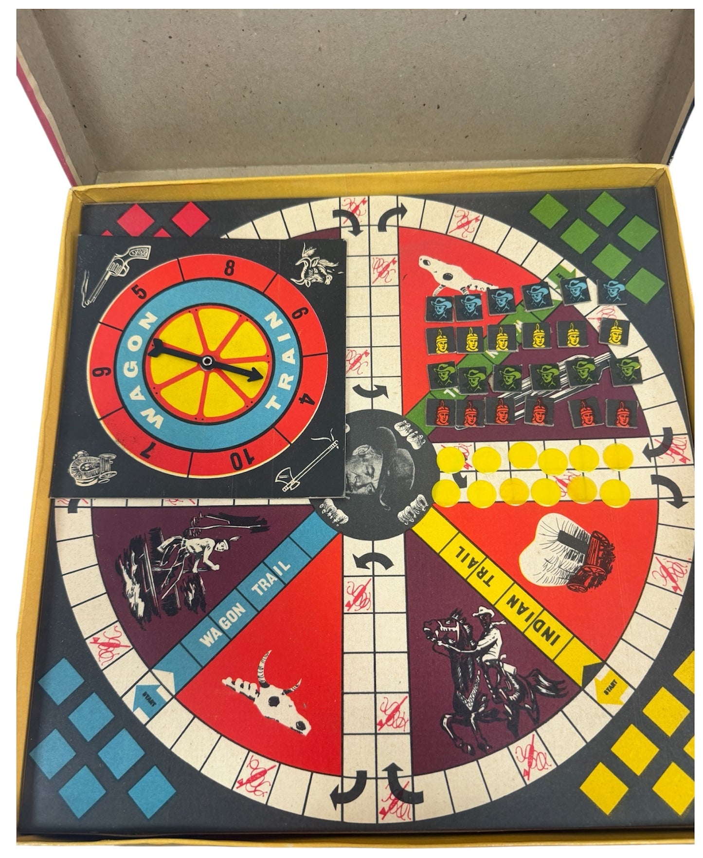 Vintage Bell Toys 1958 Wagon Train The&nbsp; Board Game - Based On The Popular TV Series -Very Good Condition In The Original Box