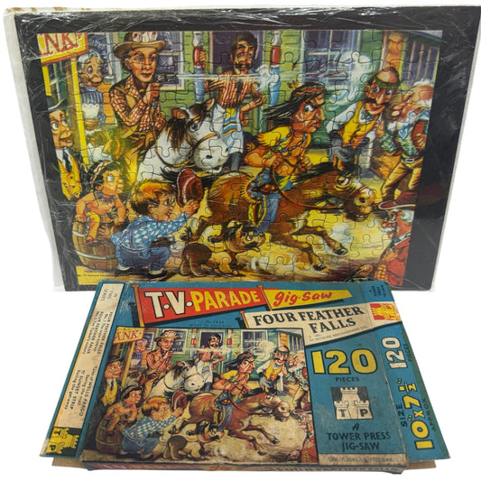 Vintage Tower Press 1961 Gerry Andersons Four Feather Falls 120 Piece Jigsaw Puzzle No. 2624 Tex Tuckers Victory Complete With The Original Box