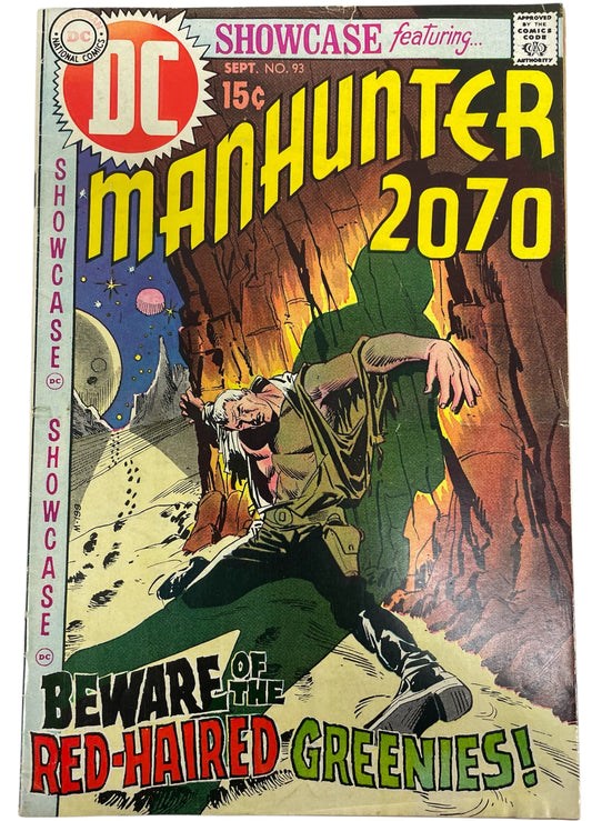 Vintage 1970 DC Comics - Showcase Comic Issue Number 93 Sept 70 Man Hunter 2070 - Very Good Condition (5.5) - Former Shop Stock