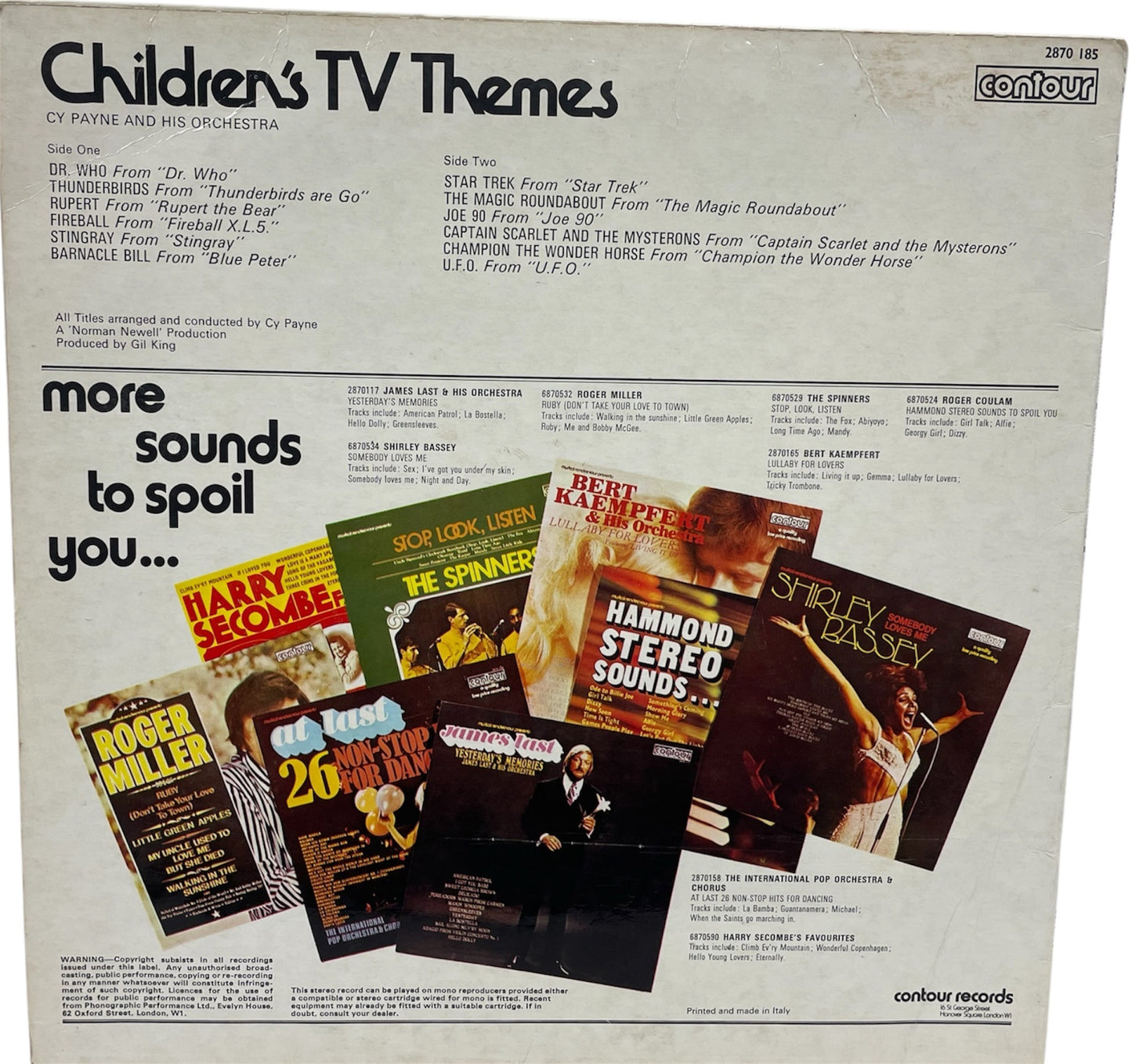 Vintage 1972 Childrens TV Themes By CY Payne & His Orchestra - 12 Inch Vinyl LP Record Album. Former Shop Stock