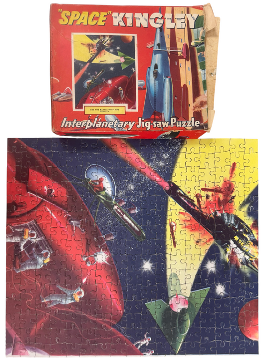 Vintage Sampson Low 1950's Space Kingley Interplanetary Jigsaw Puzzle - No. S.105 The Battle With The Robots - Fantastic Condition -100% Complete - In The Original Box