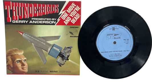 Vintage 1967 Gerry Andersons Century 21 Records Production - One Move And You're Dead Featuring Thunderbirds Alan Tracy - 33RPM Mini Album - 21 Minutes Of Adventure Vinyl Record Vintage No. MA 128