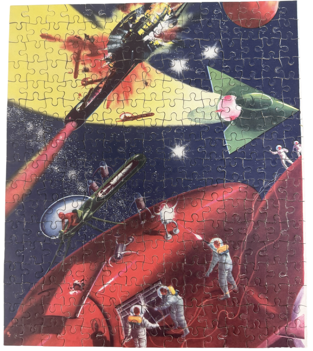 Vintage Sampson Low 1950's Space Kingley Interplanetary Jigsaw Puzzle - No. S.105 The Battle With The Robots - Fantastic Condition -100% Complete - In The Original Box