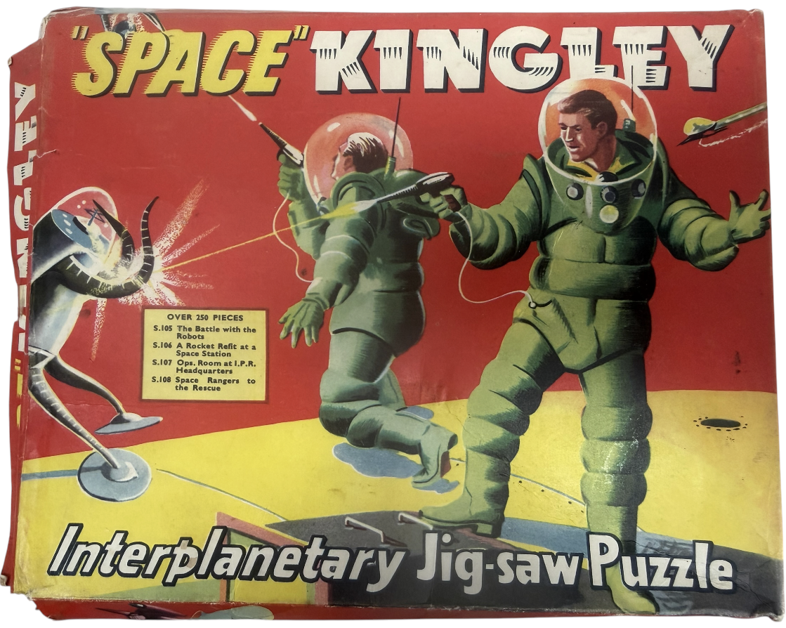 Vintage Sampson Low 1950's Space Kingley Interplanetary Jigsaw Puzzle - No. S.105 The Battle With The Robots - Fantastic Condition -100% Complete - In The Original Box