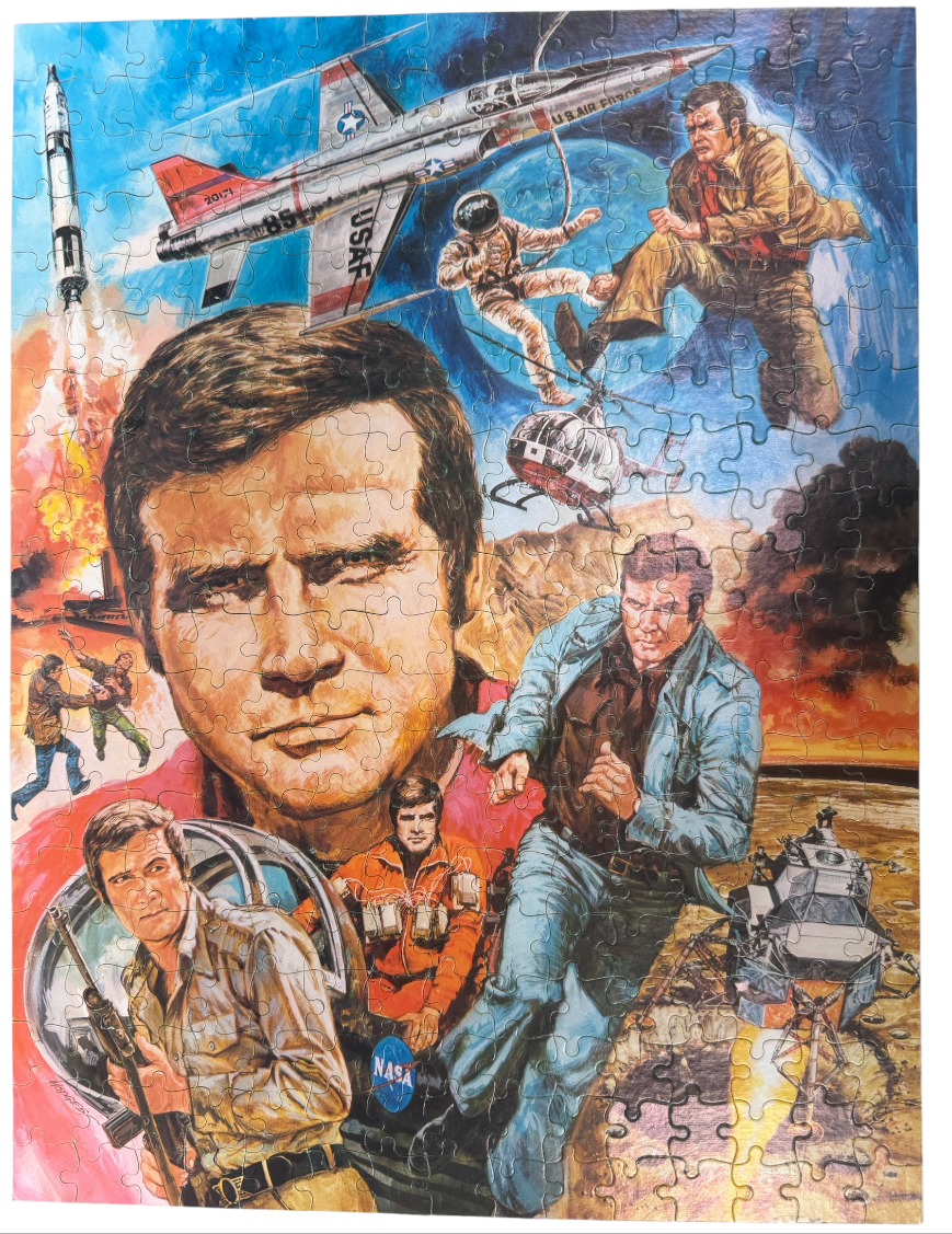 Vintage 1976 Whitman U.K Release The Six Million Dollar Man Steve Austin Montage 300 Piece Jigsaw Puzzle - 100% Complete In The Original Box