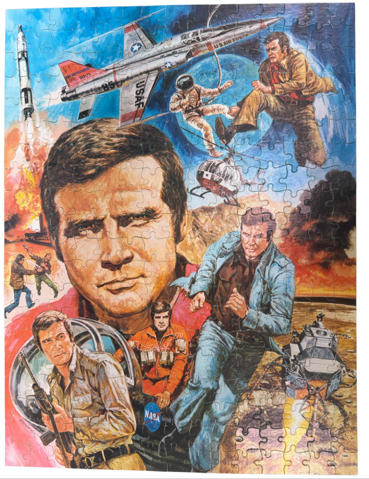 Vintage 1976 Whitman U.K Release The Six Million Dollar Man Steve Austin Montage 300 Piece Jigsaw Puzzle - 100% Complete In The Original Box