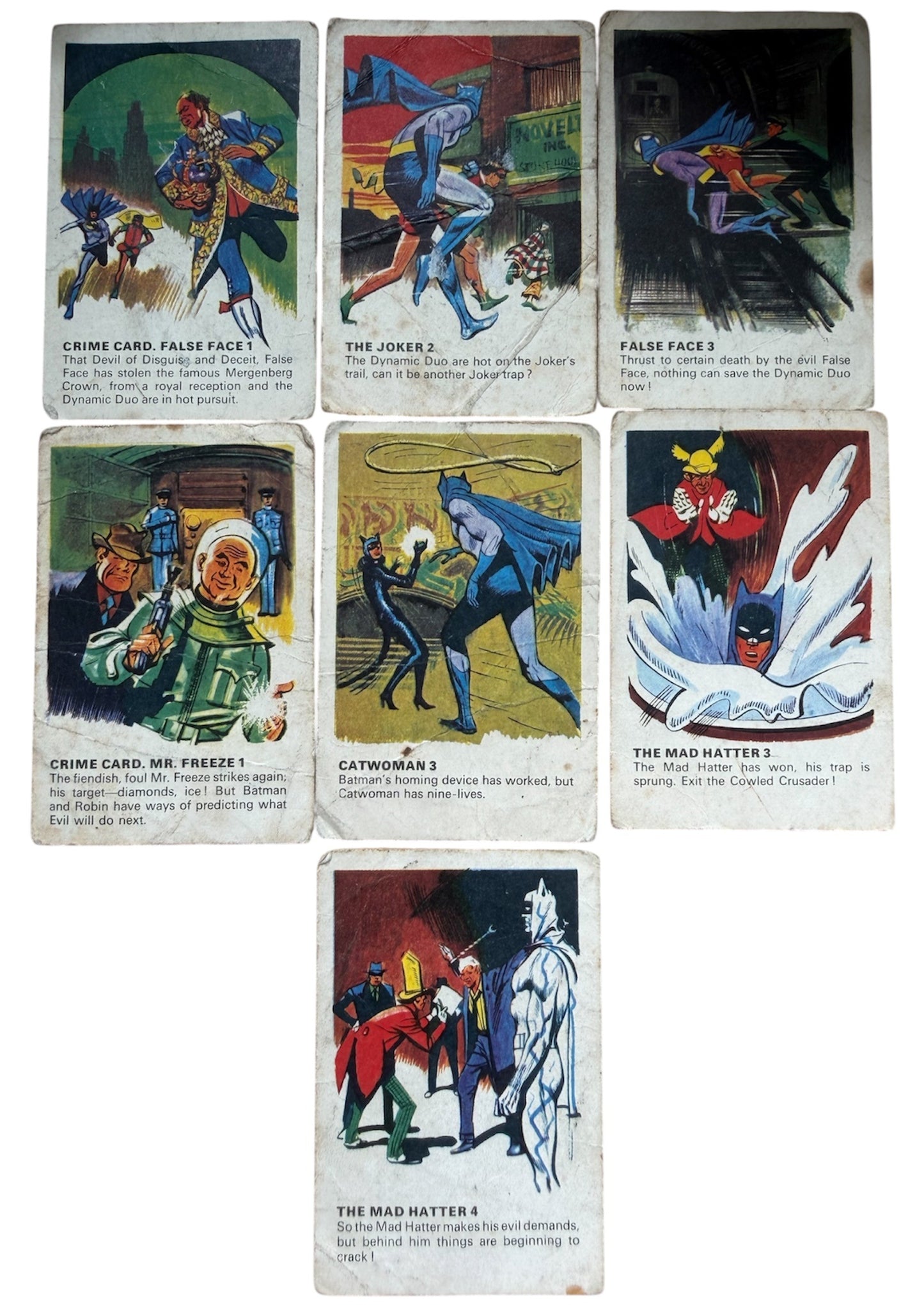 Ultra Rare Vintage 1966 Batman - Macleans Tooth Paste Set Of 7 Cards From Set Of 32. Good Condition Ultra Rare
