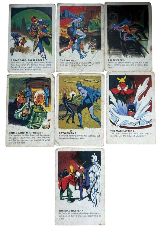 Ultra Rare Vintage 1966 Batman - Macleans Tooth Paste Set Of 7 Cards From Set Of 32. Good Condition Ultra Rare