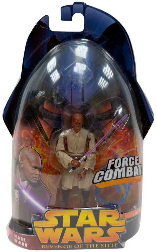 Vintage 2005 Star Wars Revenge Of The Sith Mace Windu Action Figure With Force Combat Action - Brand New Factory Sealed Shop Stock Room Find