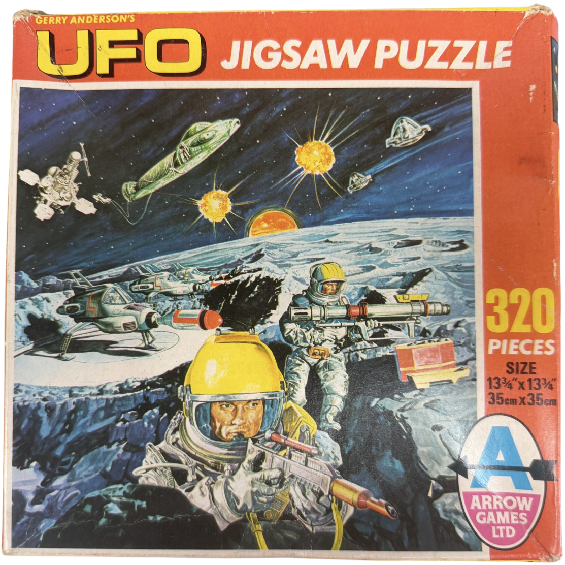 Vintage Arrow Games 1970 Gerry Andersons&nbsp; UFO 320 Piece Jigsaw Puzzle No. 2316 Aliens Attack On Moonbase - Complete And In The Original Box -Ex Shop Stock