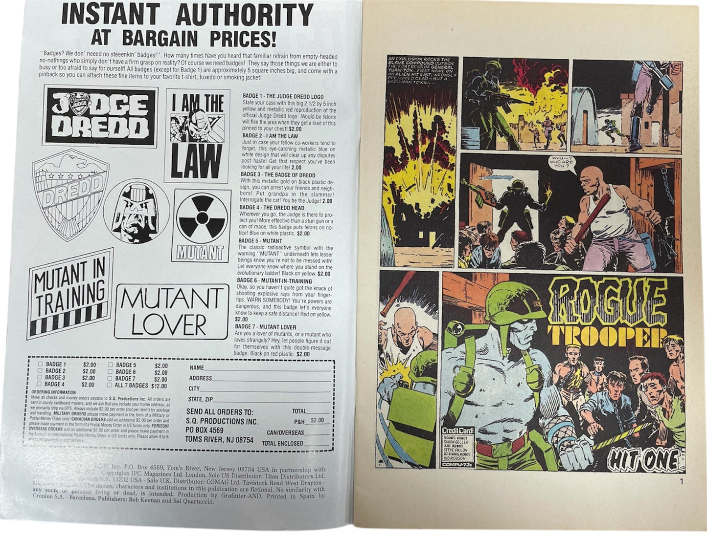 Vintage Quality Comics 1988 Rogue Trooper Comic Issue No. 35 - Very Good Condition (7.0) - Ex Shop Stock (Copy)