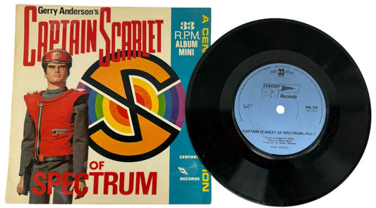 Vintage 1967 Gerry Anderson A Century 21 Production - Captain Scarlet Of Spectrum - 33RPM Mini Album 7 Inch Vinyl Record