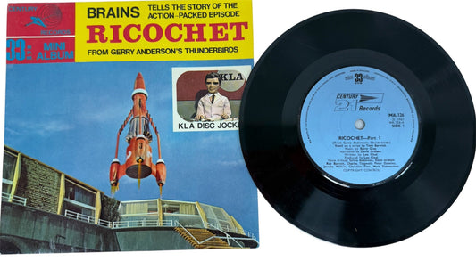 Vintage 1967 Gerry Andersons A Century 21 Production - Thunderbirds - Ricochet As Told By Brains - 33RPM Mini Album - 21 Minutes Of Adventure Vinyl Record