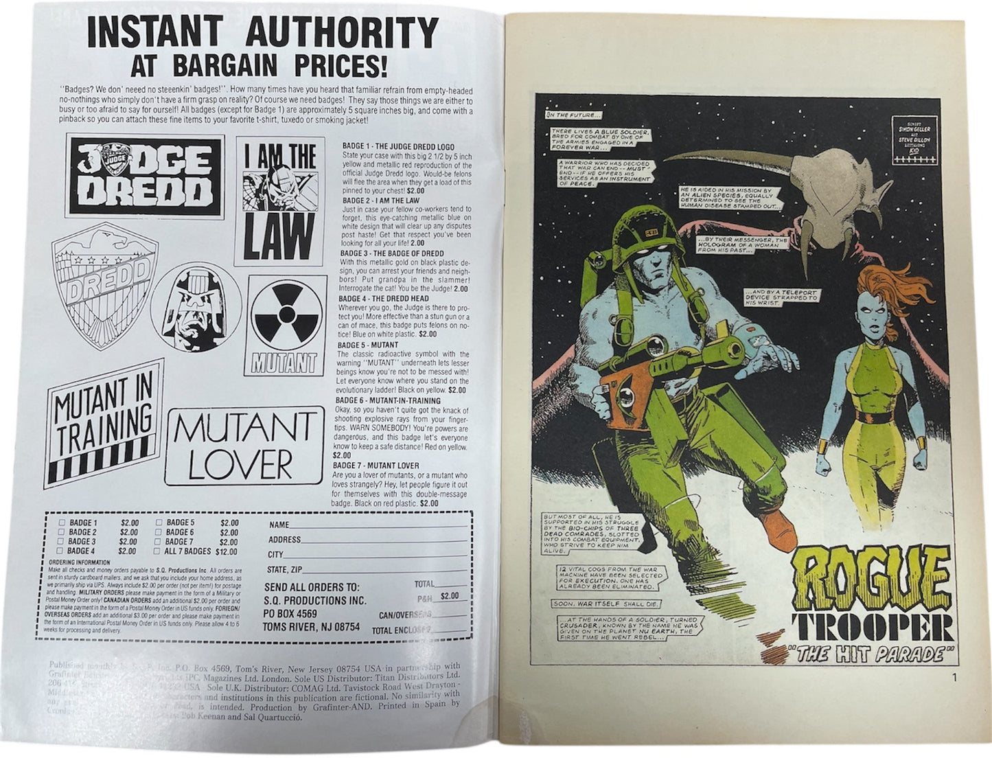 Vintage Quality Comics 1988 Rogue Trooper Comic Issue No. 36 - Very Good Condition (8.0) - Ex Shop Stock