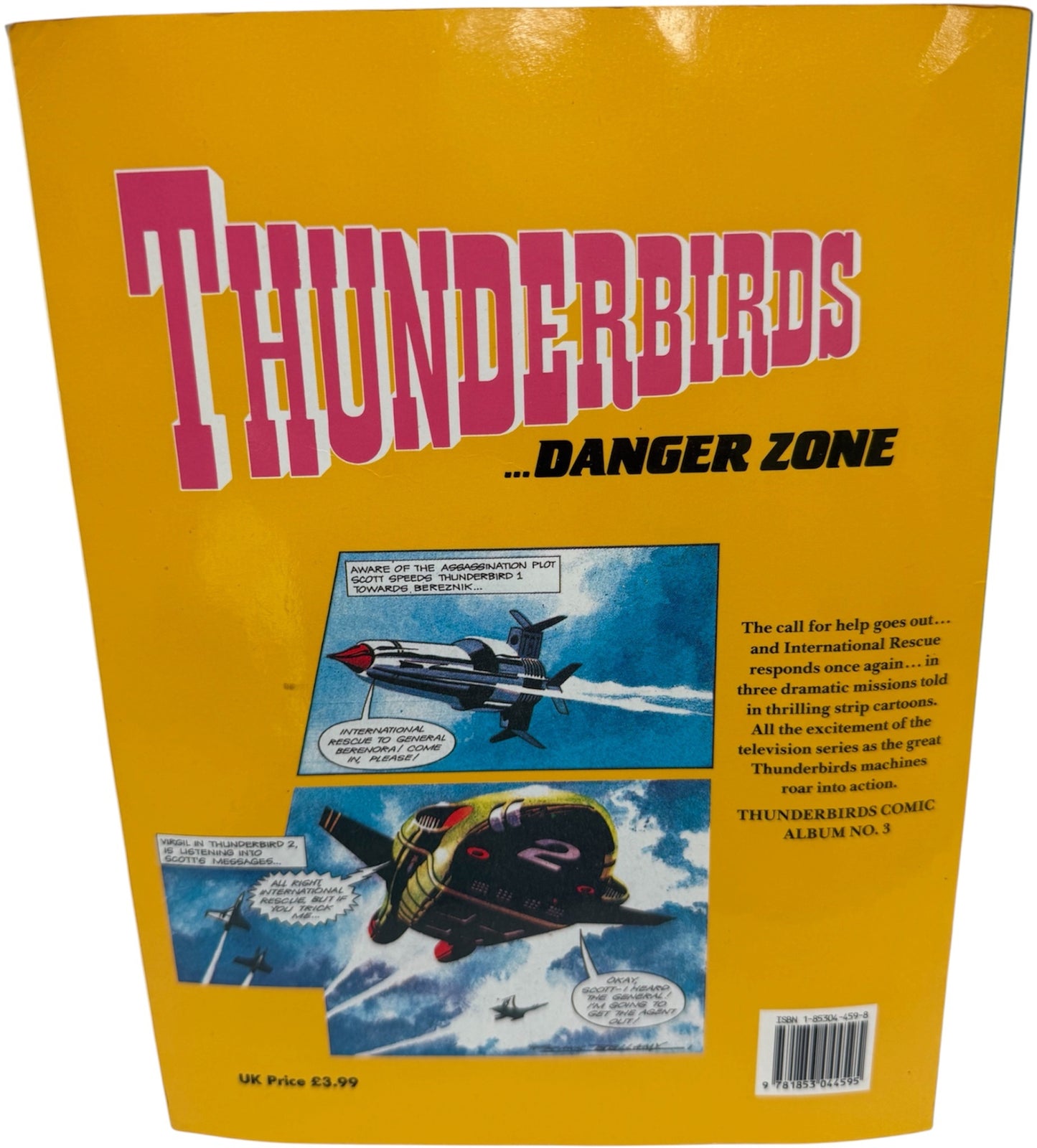 Vintage 1992 Gerry Andersons Thunderbirds Danger Zone Comic Album No. 3 Paperback Book - Fantastic Condition
