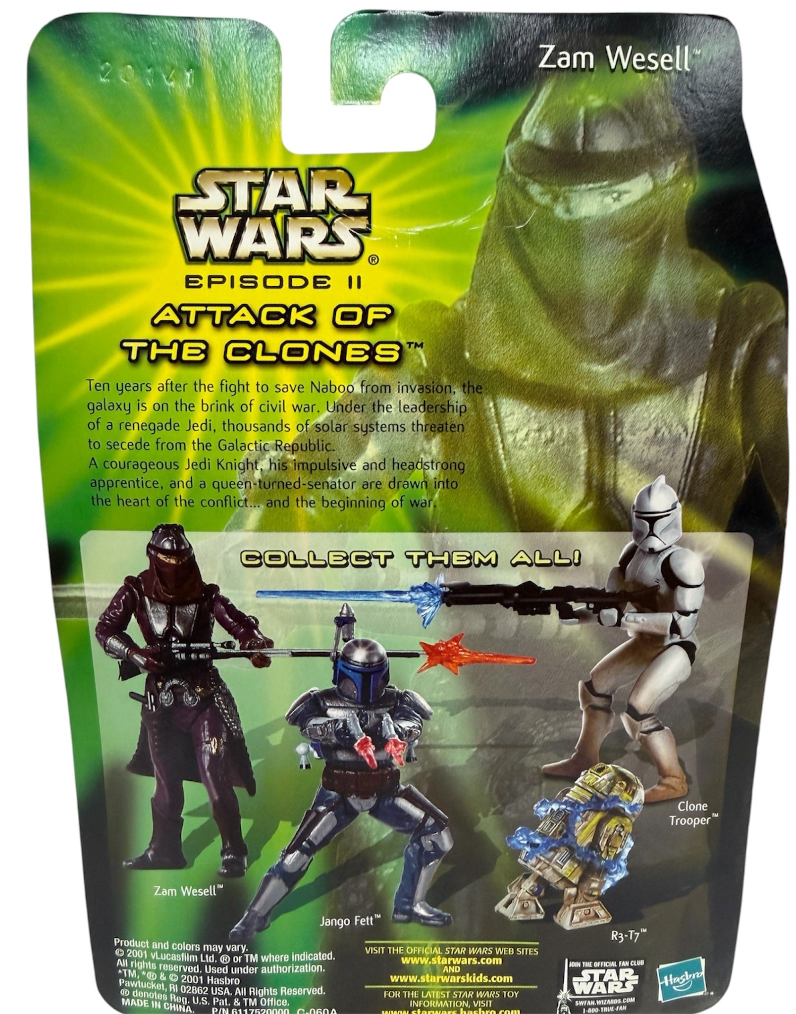 Vintage 2001 Star Wars Attack Of The Clones Sneak Preview Zam