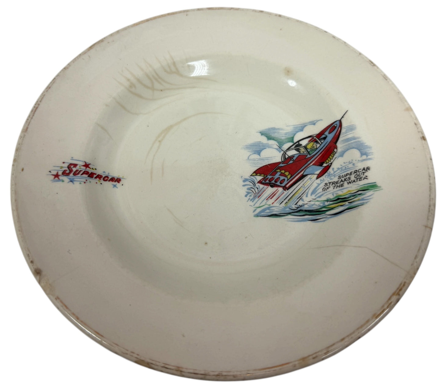 Vintage Keele St Pottery 1962 Gerry Andersons A P Films Supercar Side Plate - Fantastic Condition - Ultra Rare Item