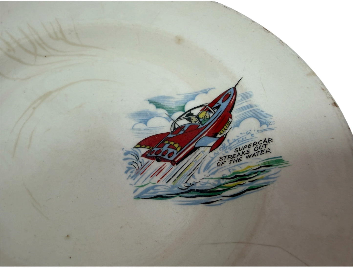 Vintage Keele St Pottery 1962 Gerry Andersons A P Films Supercar Side Plate - Fantastic Condition - Ultra Rare Item