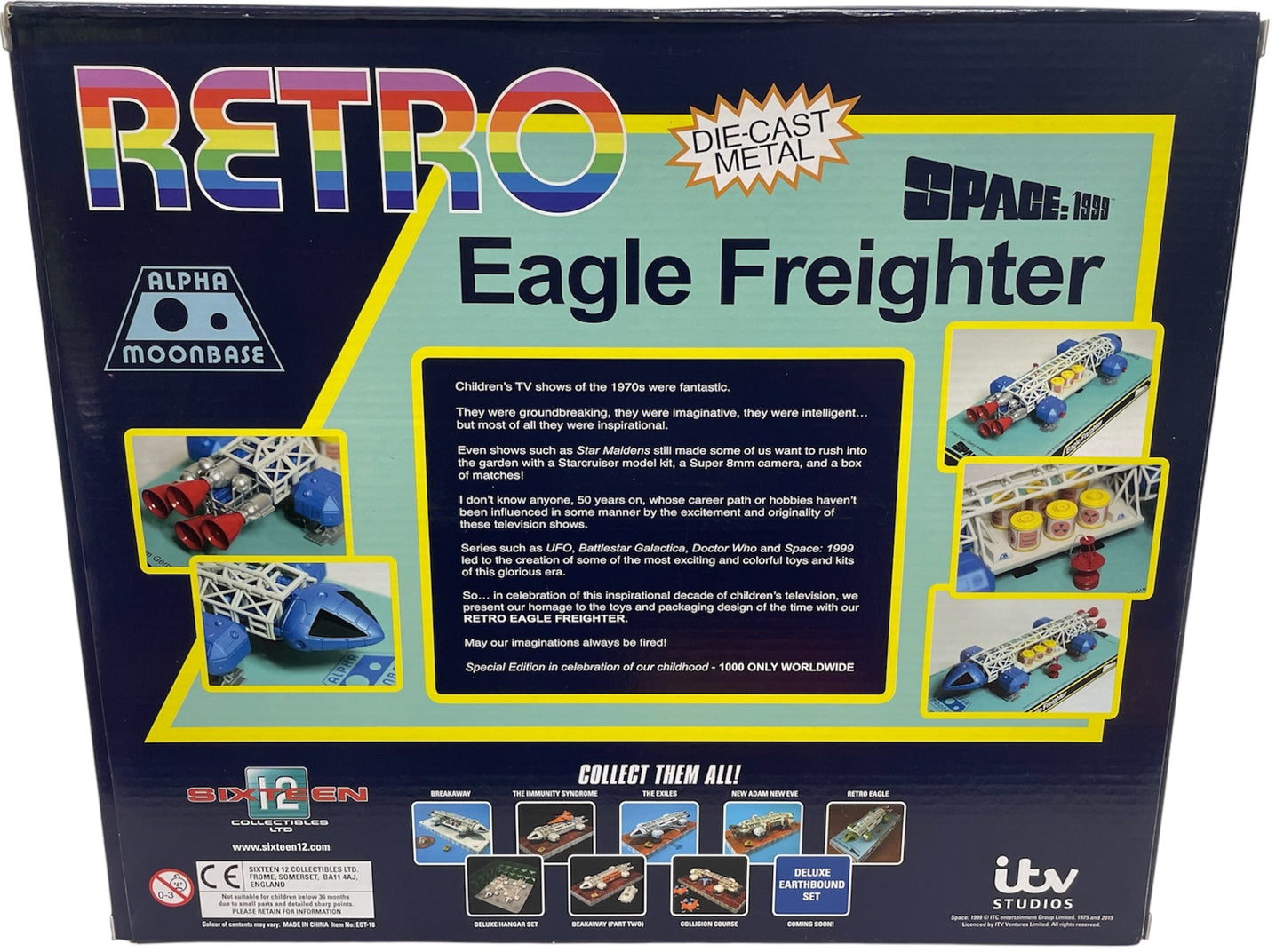 2019 Sixteen 12 Gerry Andersons Space 1999 - Limited Edition Retro Die-Cast Metal Blue 12" Eagle Freighter - Brand New Ex Shop Stock