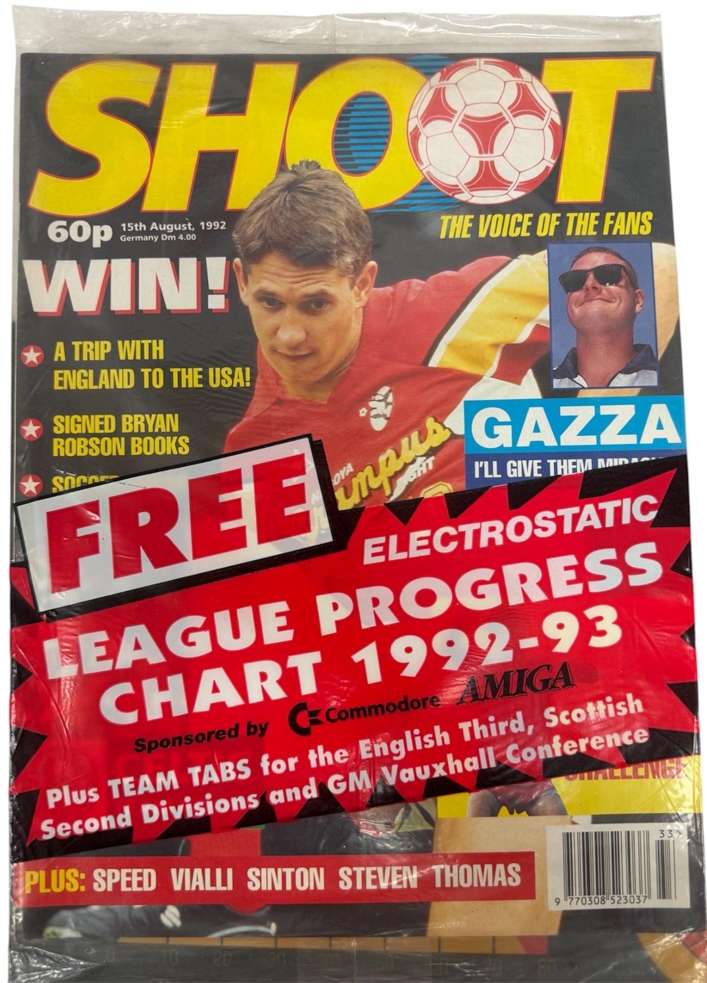 Vintage Shoot Weekly The Voice Of The Fans Football Magazine 15th August 1992 With Free Electrostatic League Progress Chart 92/93 - Unsold Ex Shop Stock