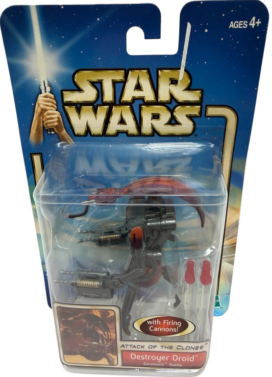 Vintage 2002 Star Wars The Attack Of The Clones Destroyer Droid Action Figure With Firing Laser Cannons - Brand New Factory Sealed Shop Stock Room Find