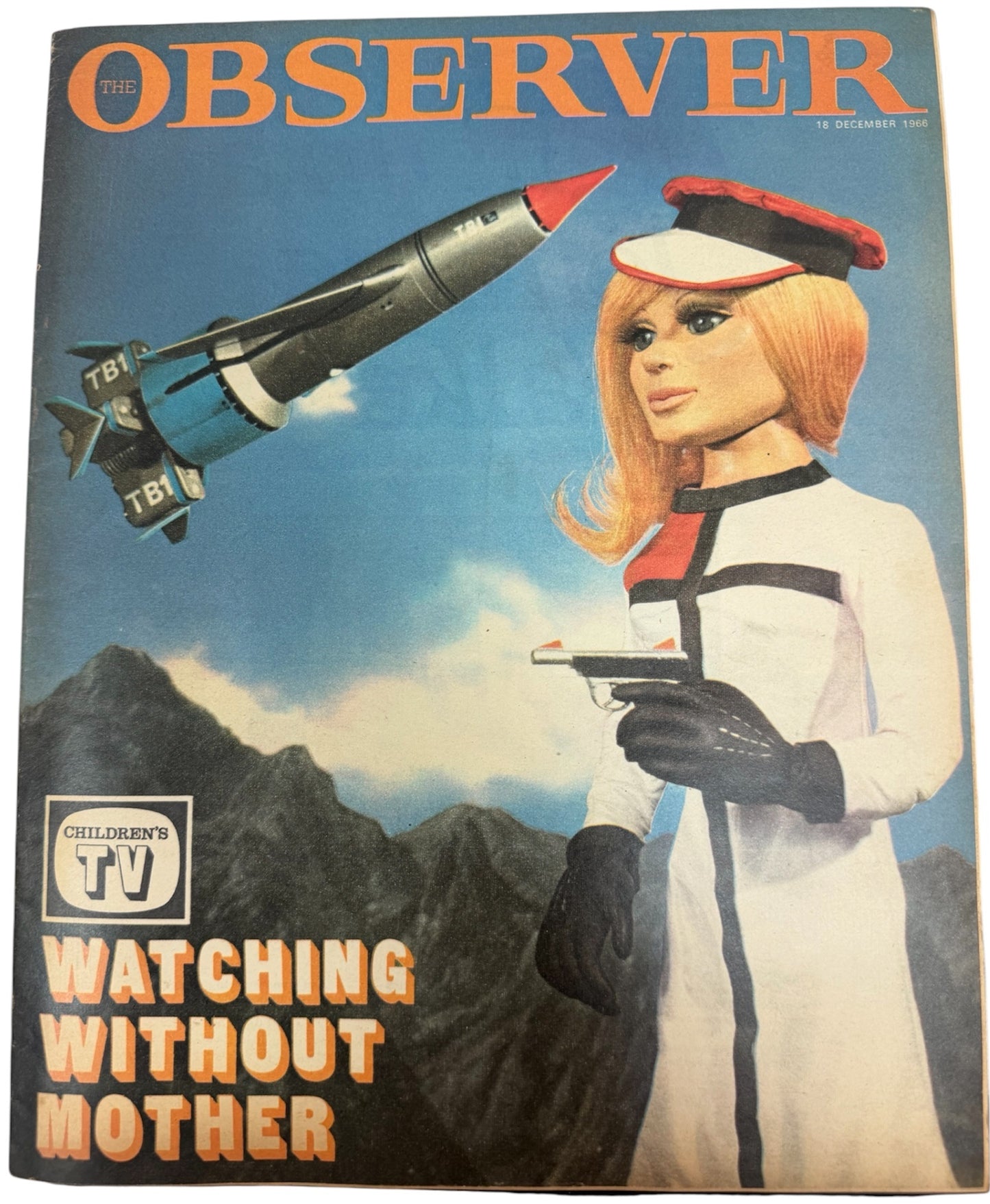 Vintage The Observer Magazine 18th December 1966 - Thunderbirds Cover - Dr Who - Childrens TV - Ultra Rare - Fantastic Condition - Ex Shop Stock