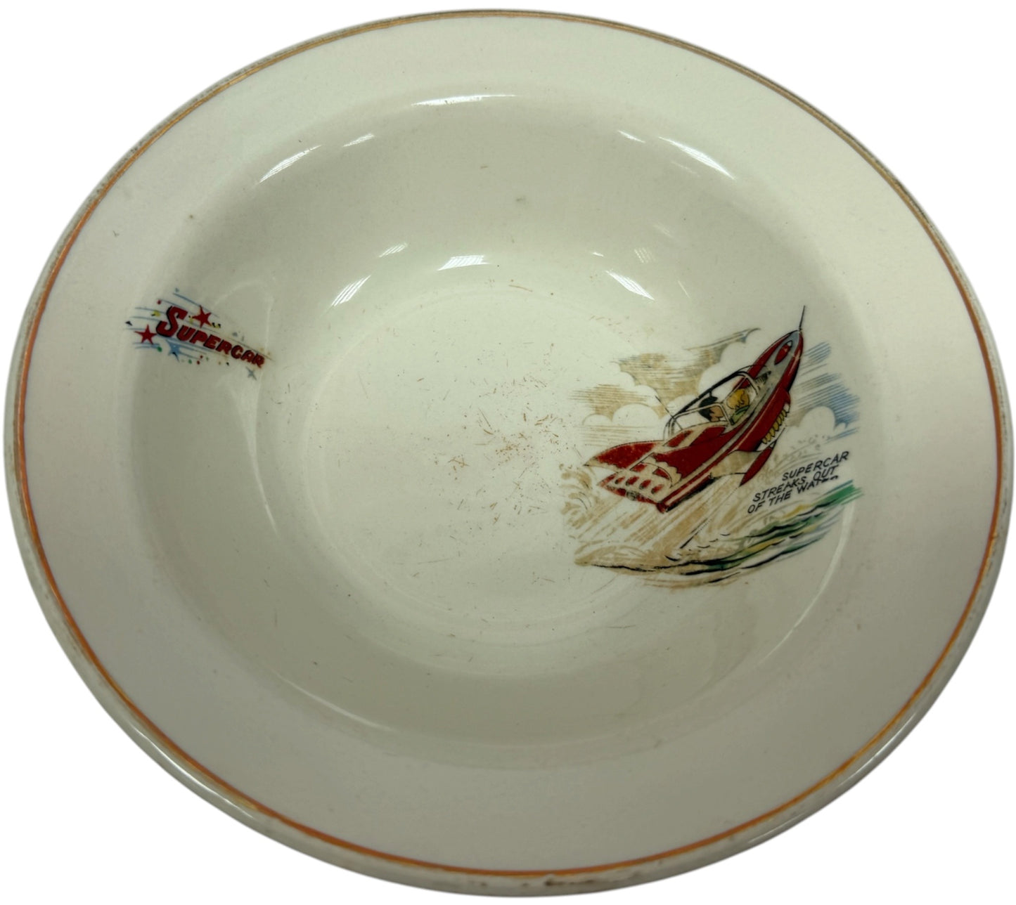 Vintage Keele St Pottery 1962 Gerry Andersons A P Films Supercar Breakfast Bowl - Fantastic Condition - Ultra Rare Item