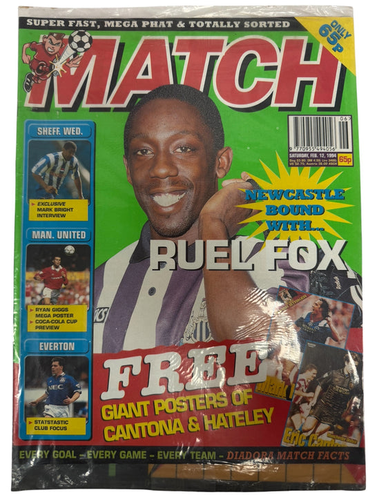 Vintage Match Weekly All-Star Football Magazine Saturday Feb 12 1994 With Free Giant Posters - Factory Sealed Unsold Ex Shop Stock