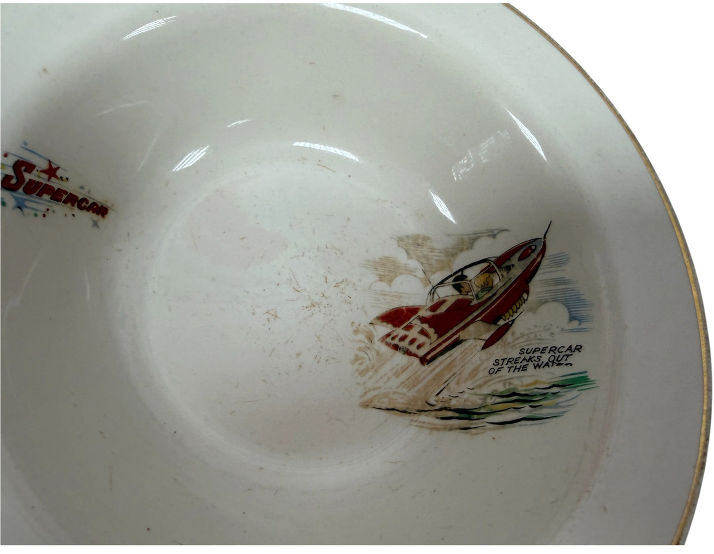 Vintage Keele St Pottery 1962 Gerry Andersons A P Films Supercar Breakfast Bowl - Fantastic Condition - Ultra Rare Item