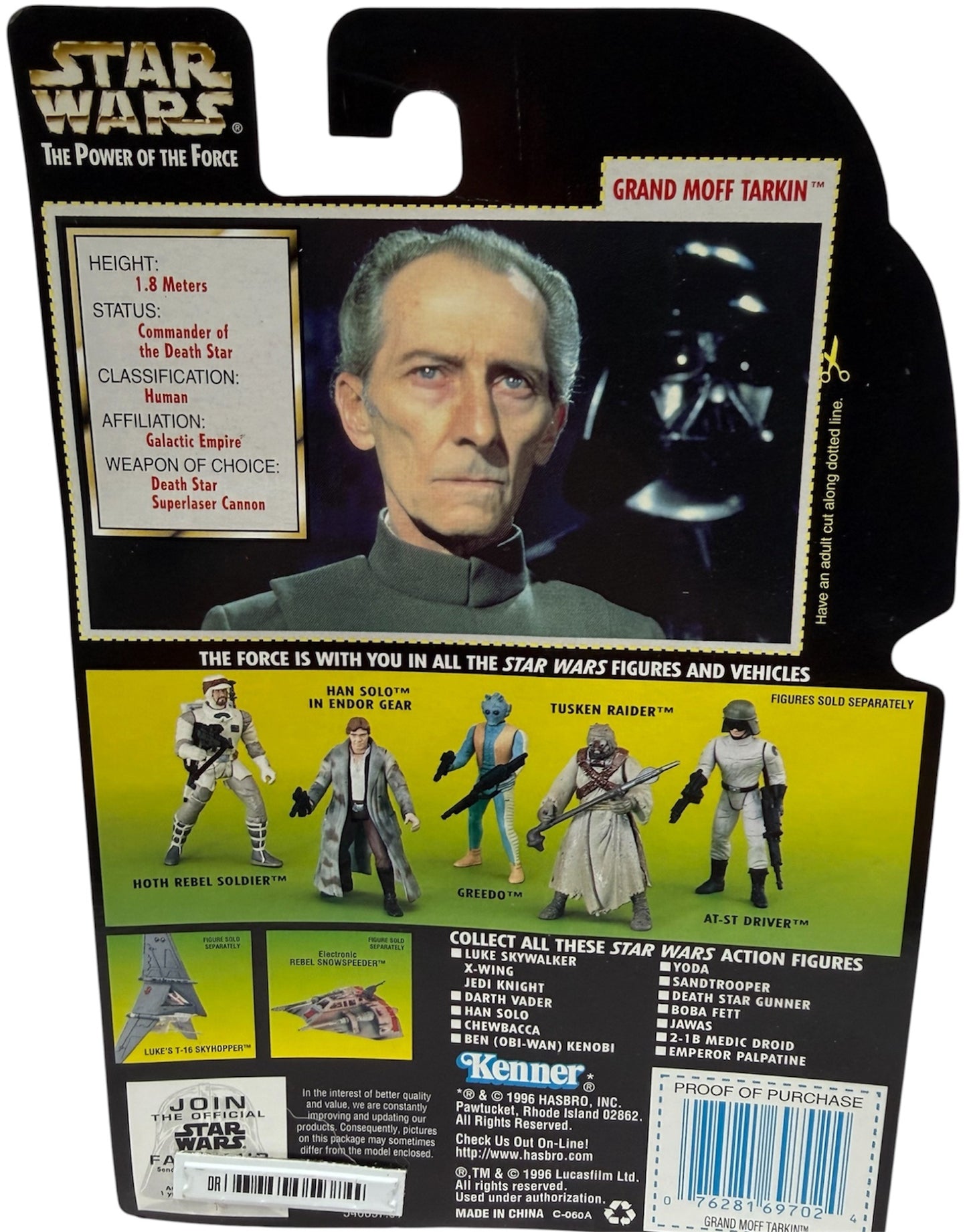 Vinatge Kenner 1996 Star Wars The Power Of The Force Grand Moff Tarkin First Release Action Figure - Brand New Factory Sealed Shop Stock Room Find