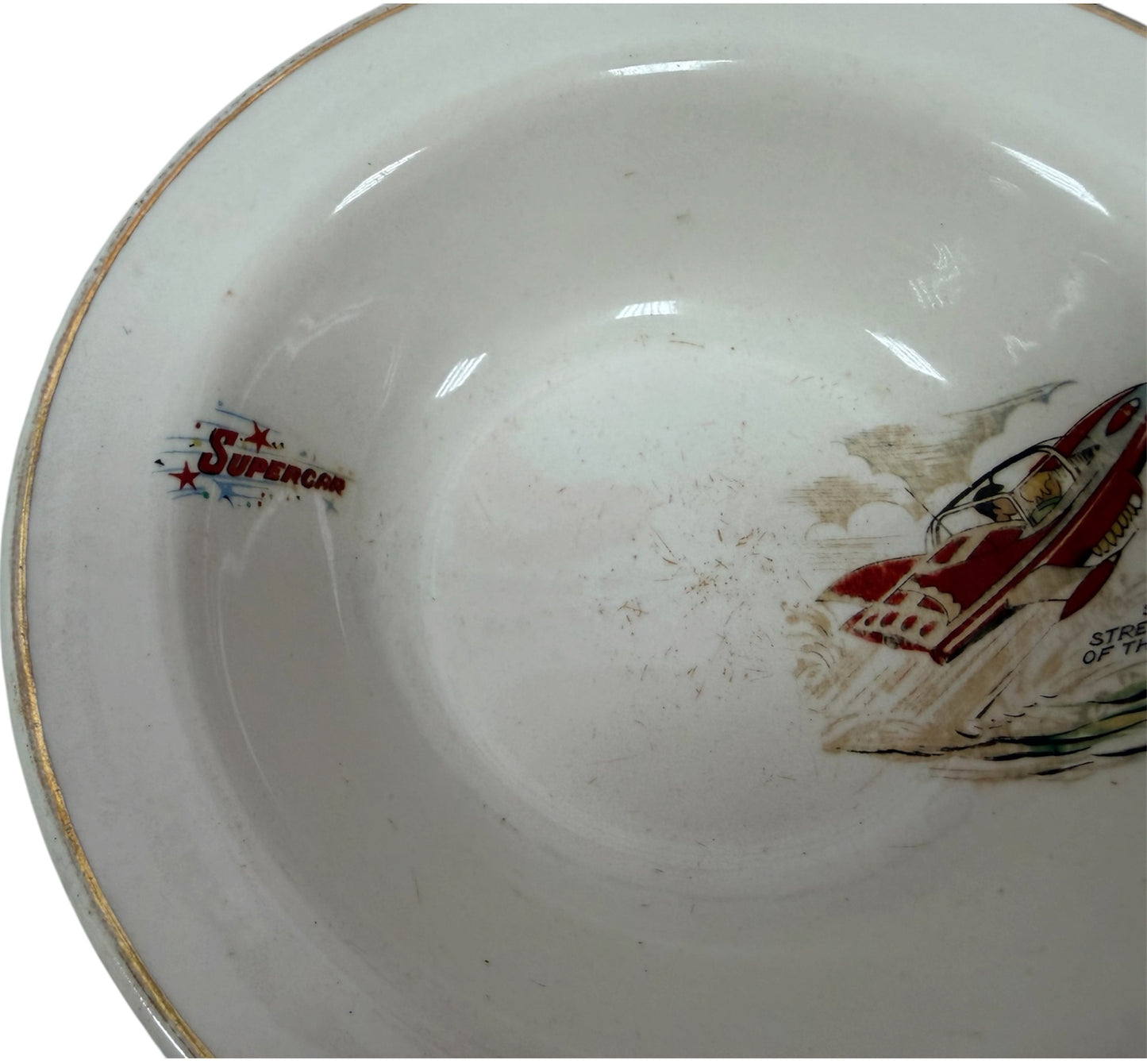 Vintage Keele St Pottery 1962 Gerry Andersons A P Films Supercar Breakfast Bowl - Fantastic Condition - Ultra Rare Item