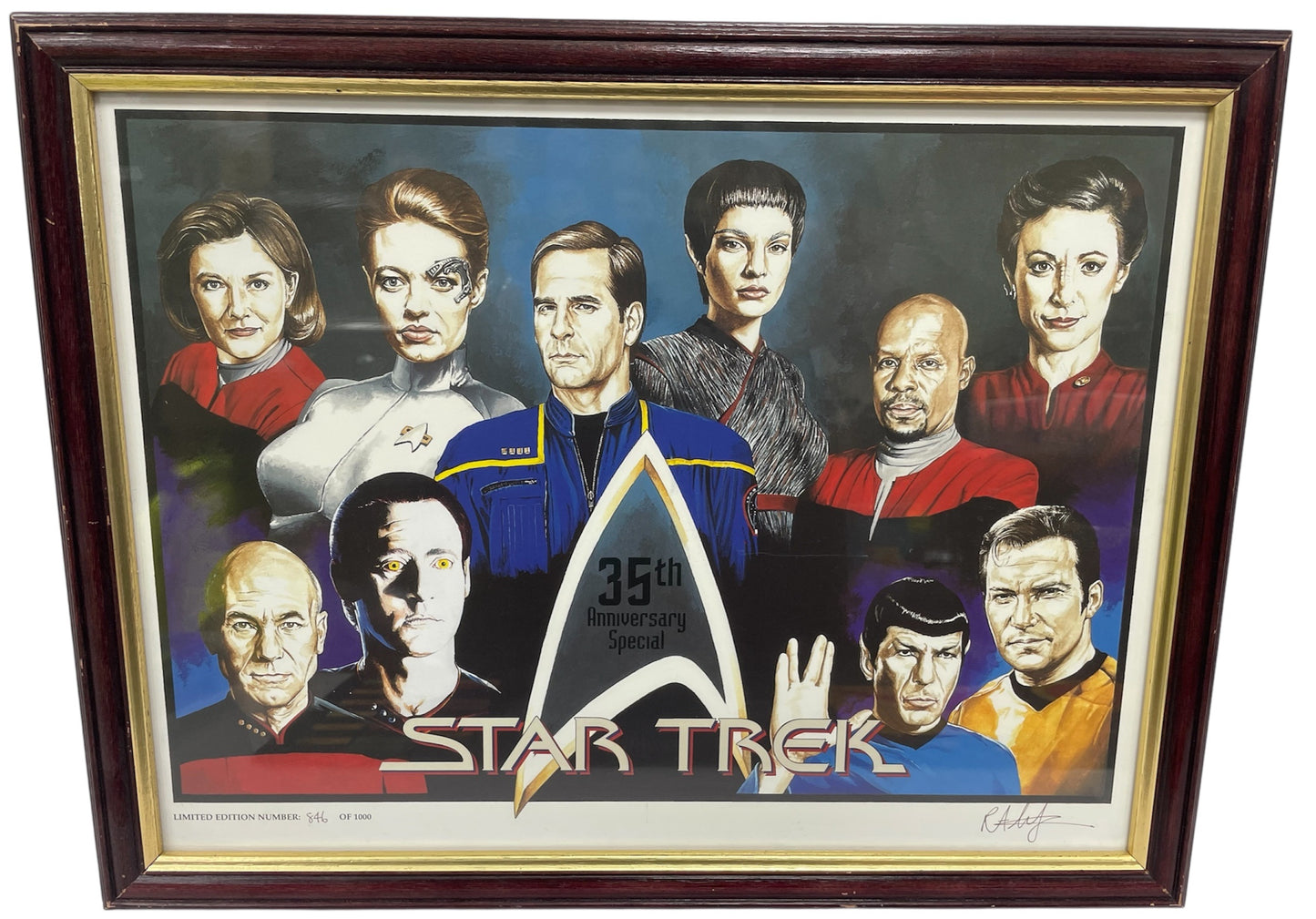 Vintage 2001 Star Trek 35th Anniversary Limited Edition Print By Artist Rob Larson Signed &amp; Framed With Certificate Of Authenticity