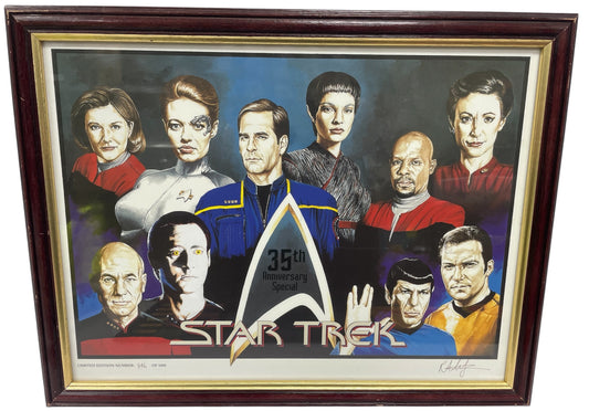 Vintage 2001 Star Trek 35th Anniversary Limited Edition Print By Artist Rob Larson Signed &amp; Framed With Certificate Of Authenticity