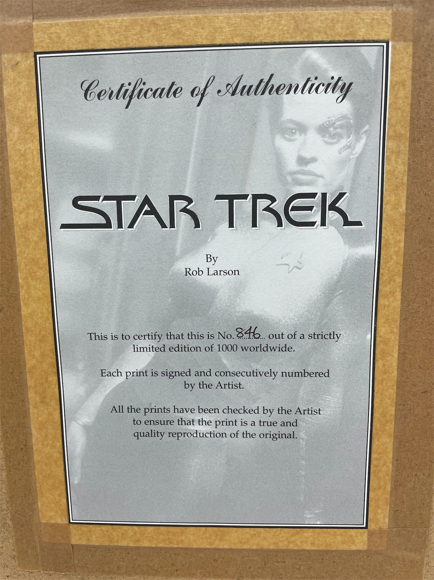 Vintage 2001 Star Trek 35th Anniversary Limited Edition Print By Artist Rob Larson Signed &amp; Framed With Certificate Of Authenticity